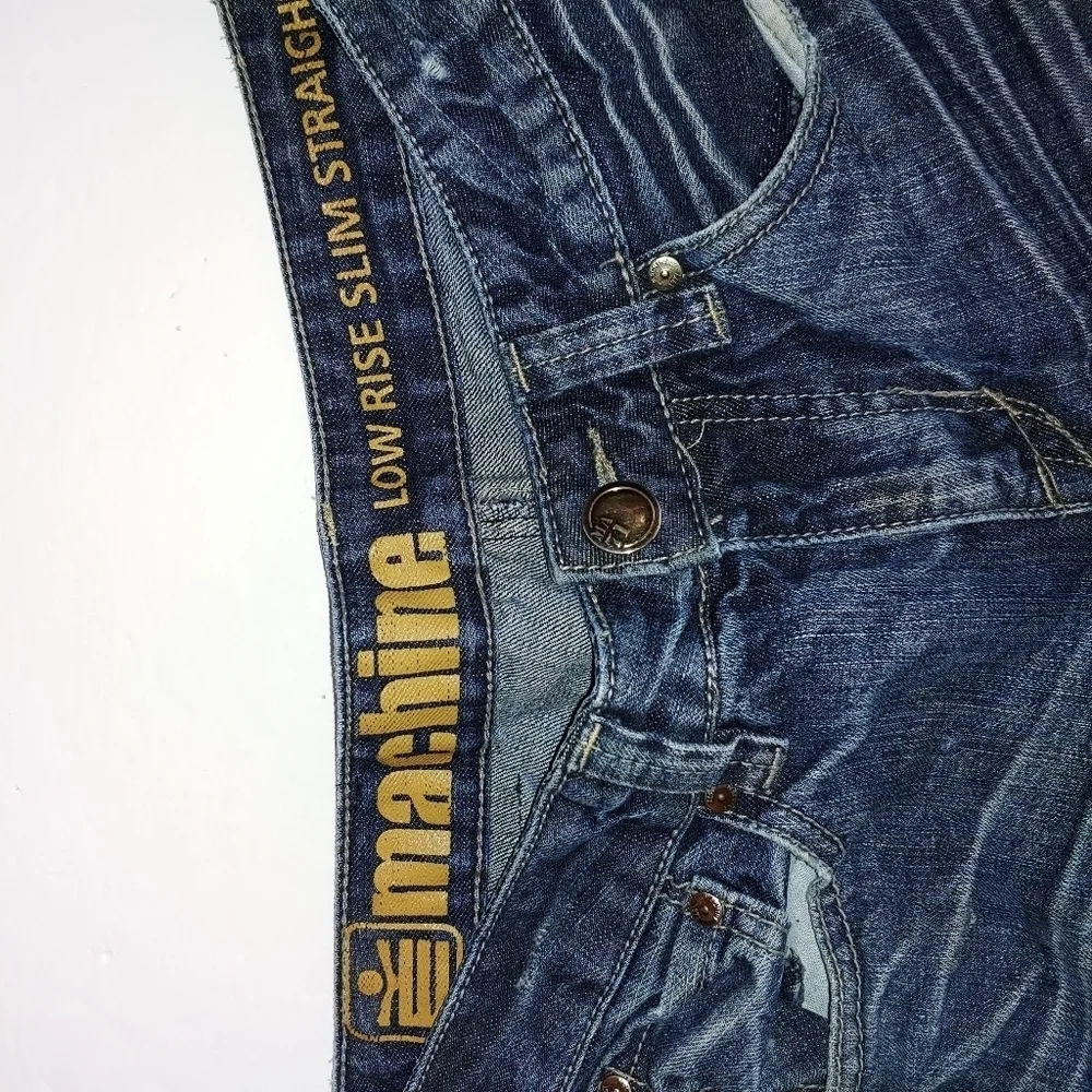 Machine Disressed Low Rise Straight Jeans 29 - Picture 4 of 9